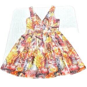 Ark & Co City Scene Artsy Watercolor Colorful Women's Dress Size Medium New